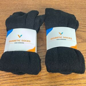 Viasox Two Pair Compression Knee High Diabetic Socks Black Brand New X-Large